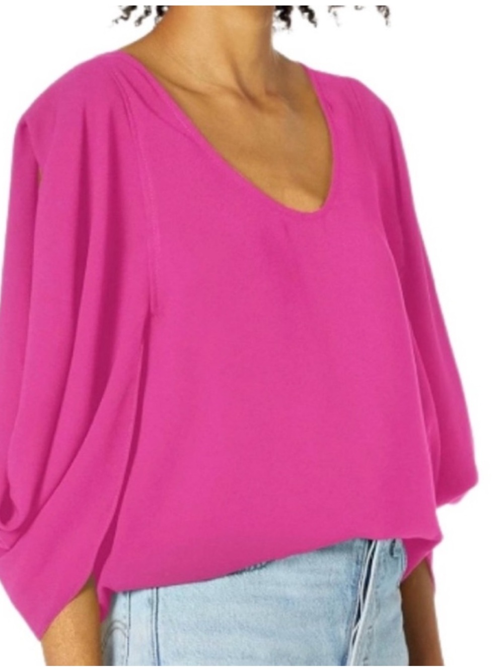 Trina Turk Womens Split Sleeves Universe Top Blouse Pink